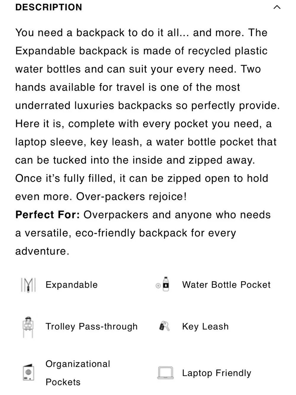 BEIS The Expandable Backpack in Black
